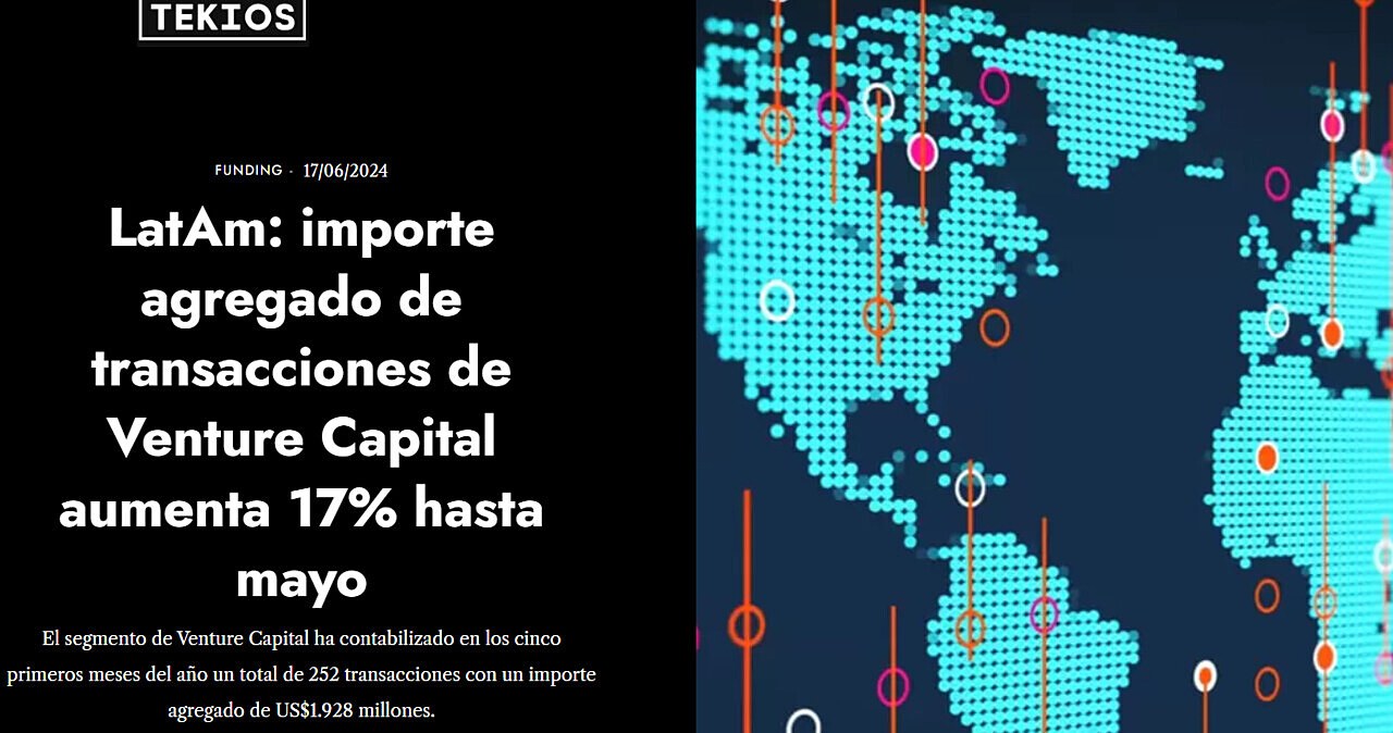 LatAm: importe agregado de transacciones de Venture Capital aumenta 17% hasta mayo